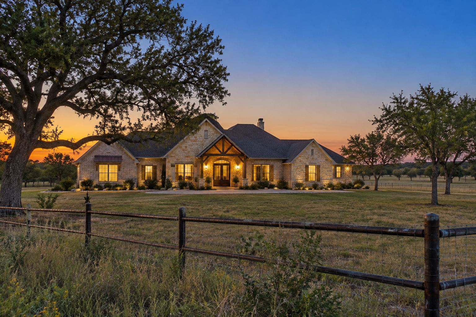 Texas homes at dusk, illustrative